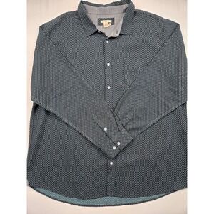 Carbon2Cobalt Mens Button Up Shirt XXL Black Blue Geometric Long Sleeve Cotton